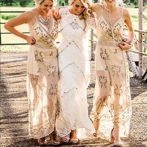Sheer Sequined Embellished Bridesmaid Dress